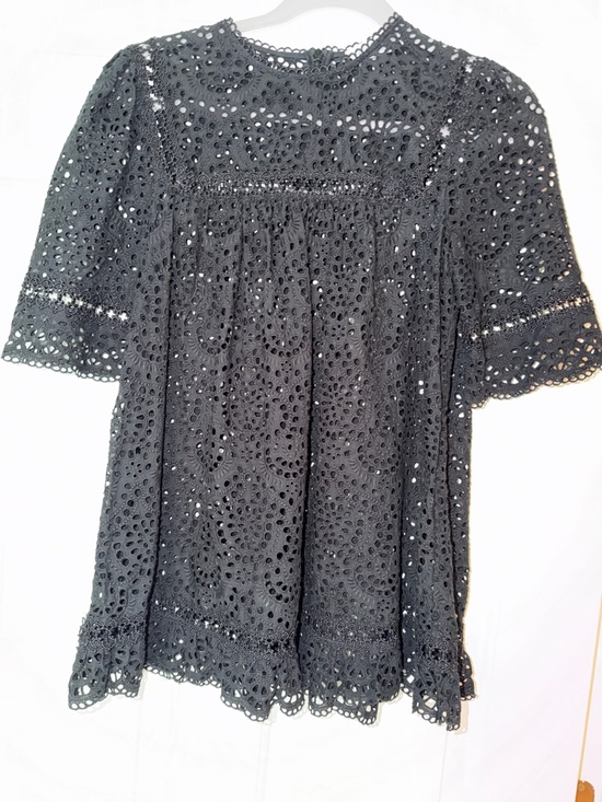 Zimmermann Tops - Zimmermann Black Eyelet Lace Short Sleeve Blouse